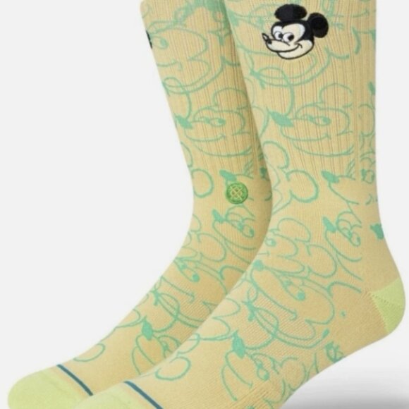 Stance Men Mustard Yellow Crew Cotton Cushion Dillon Froelich Mickey Socks Sz L - Picture 1 of 3